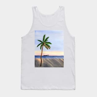 Single Palm Tree at the Beach during sunset Tank Top